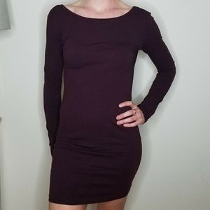 Maroon Long-sleeved Dress